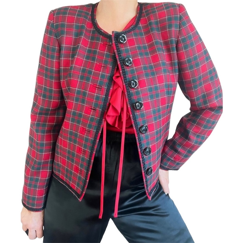 Perfect Vintage Pendleton Check Plaid Short Blazer Jacket